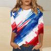 Damenmode Lässig Rundhals Bedrucktes 3/4 T-Shirt Top