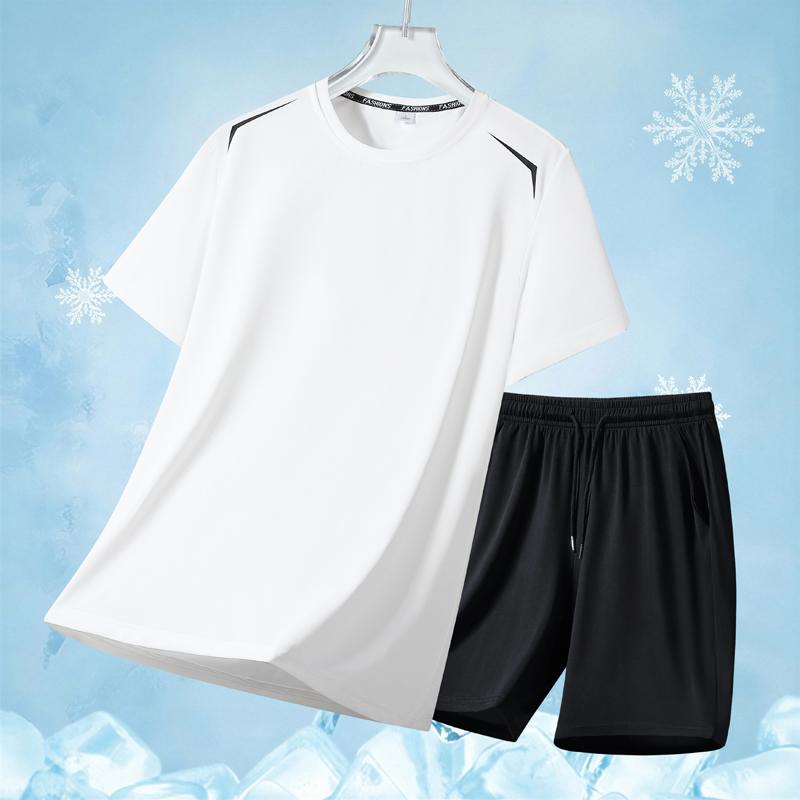 Short-sleeved Quick-drying T-shirt Ice Silk Quick-drying Short-sleeved Printed Breathable Mesh Round Neck T-shirt For Men
