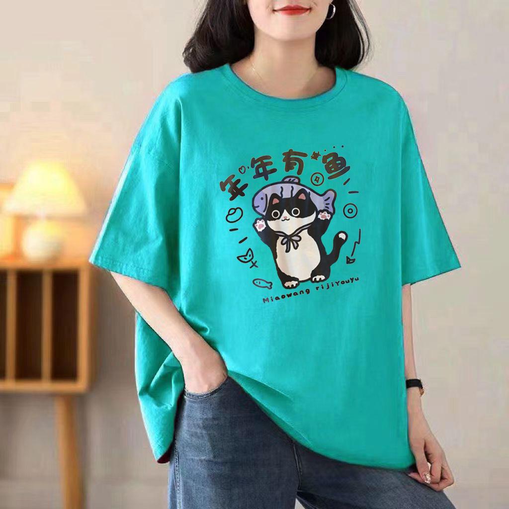 

Хлопковая женская повседневная футболка с короткими рукавами, дышащая свободная футболка, повседневные топы 3XL