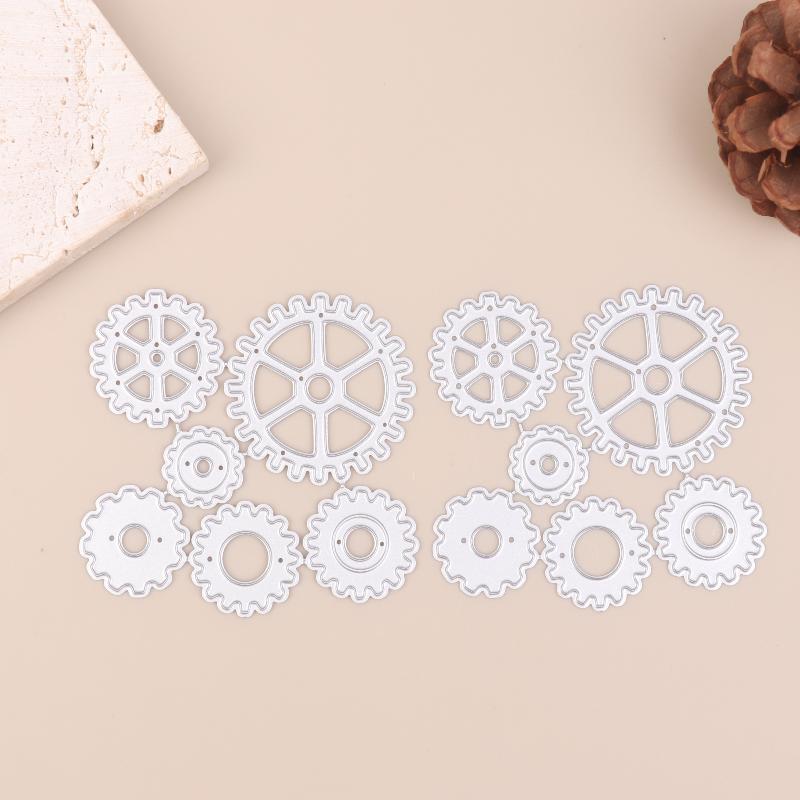 2Pcs Steampunk Gear Metal Cutting Dies For Scrapbooking Diy Clipart Photo Decoration Papercraft Cutter Die Mold Metal Stencil