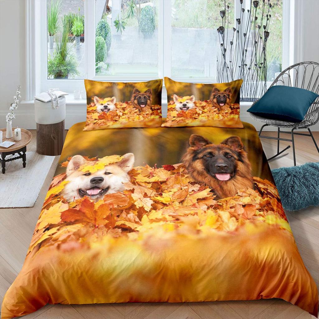 German Shepherd Duvet Cover Set Police Dog Comforter Cover Full King Size For Boys Animals Bedding Set Puppy Dog Bedspread Cover
