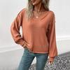 Autumn/Winter 2026 European & American Women's Lazy Style Knit Pullover Sweater with Line Decoration