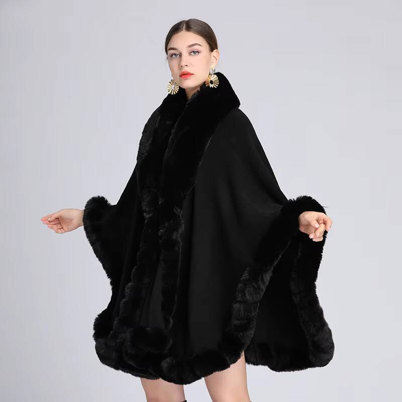 Imitation Fur Cape Women Winter Clothing Thick Warm Ponchos Female Shawl Cloak Cardigan Loose Long Coats