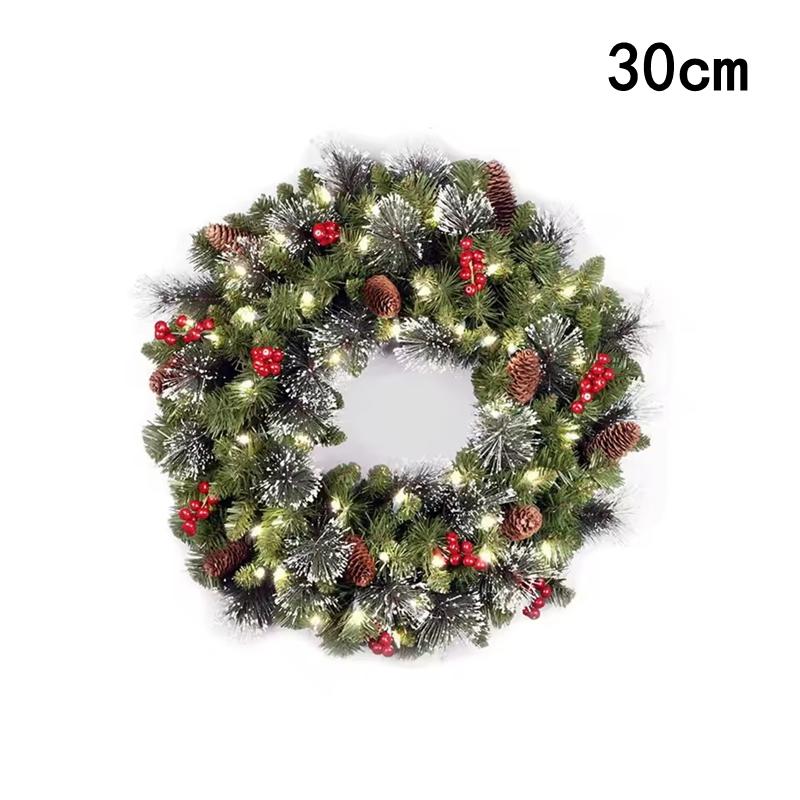 

Festive 30-50cm LED Pinecone Wreath with Berries for Christmas and New Year Decoration