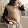 Autumn Women's Short Sleeveless Knit Cardigan Sweater - Round Neck, Solid Color