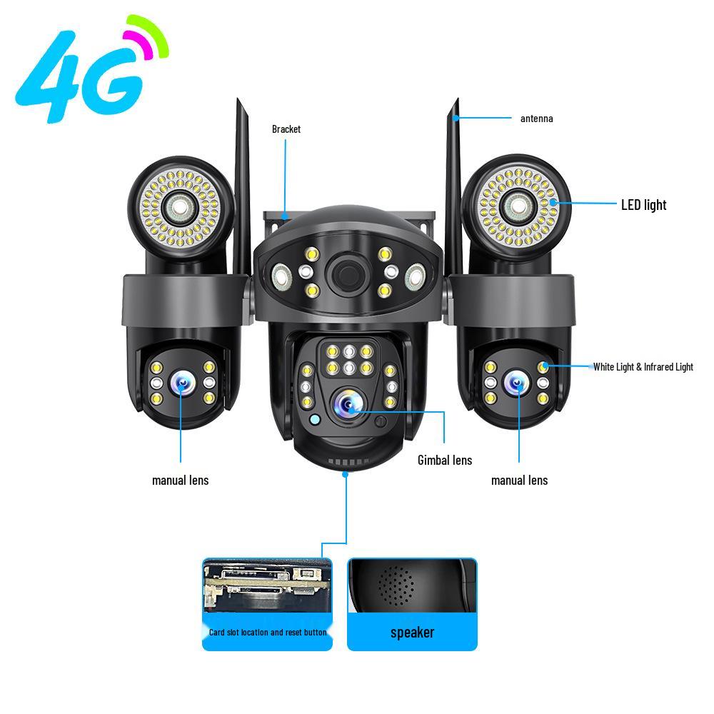 V380 Solar-Powered Outdoor Waterproof Camera with Dual Light and Tri-Screen Bullet & Dome Integration
