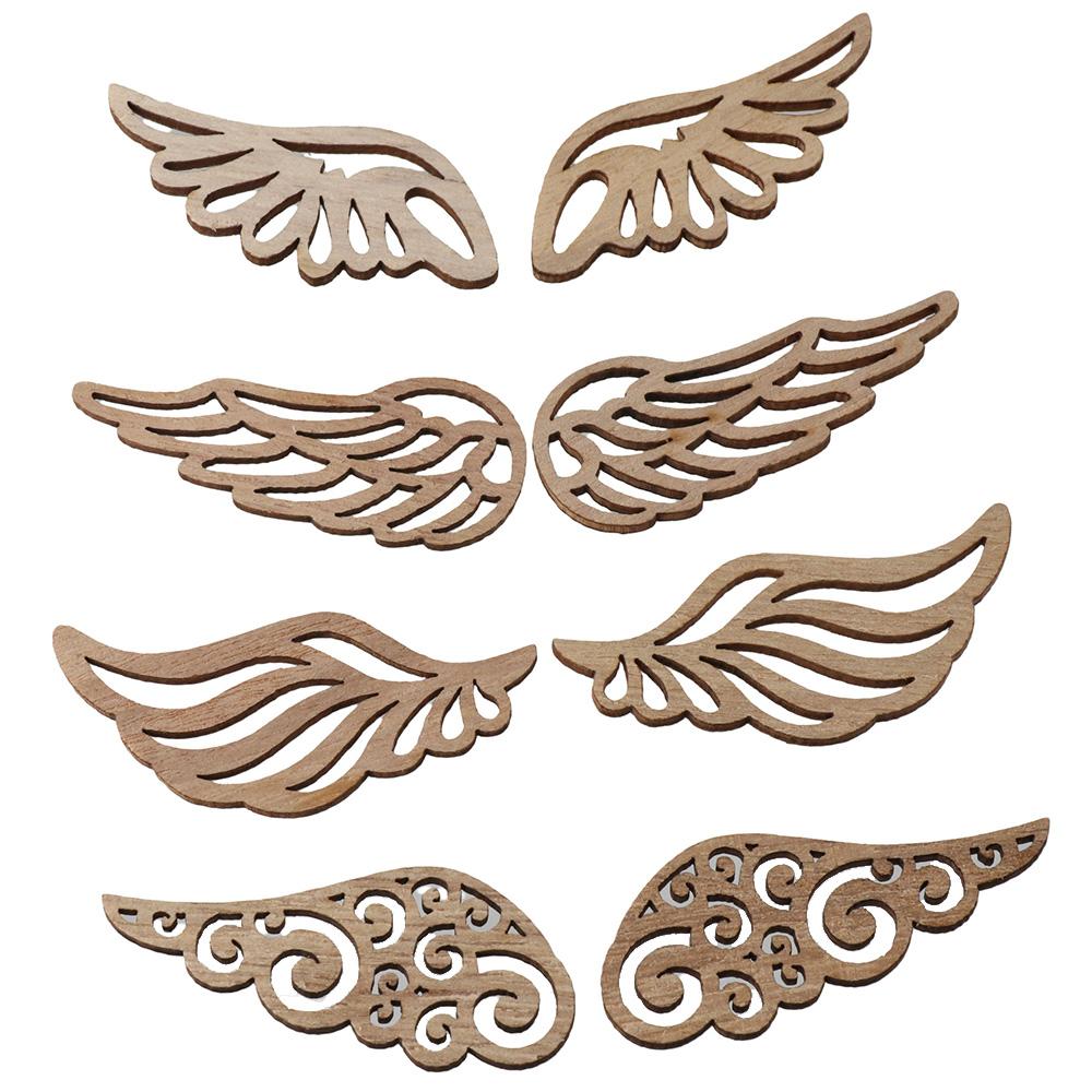 80pcs Wings Angel Wings Patches Wooden Unfinished Wooden Wood Slices DIY Craft Accessories