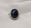 Black Onyx Ring: Faceted Oval Gemstone, 925 Sterling Silver, Boho Protection Jewelry