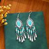Bohemian Geometric Beaded Earrings, Long Fringed Earrings for Retro Tourist Attractions