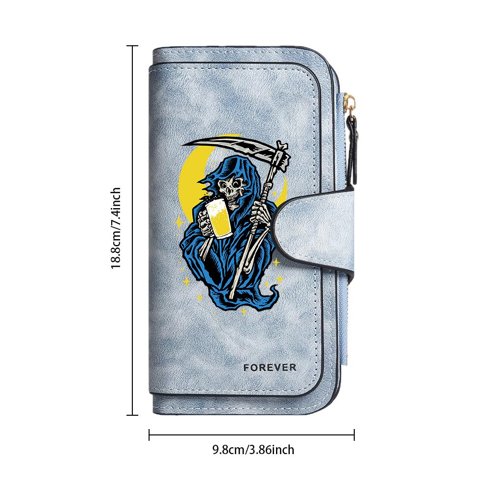Grim Reaper Pattern Long Wallet Fashion Casual Card Holder Portable Daily Purse 
