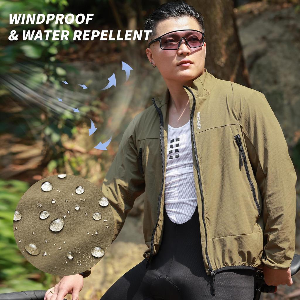 Wosawe Jaqueta Corta-vento Impermeável Respirável à Prova de Sol Refletiva para Ciclismo Esportivo de Estrada Montanha para Homens Mulheres