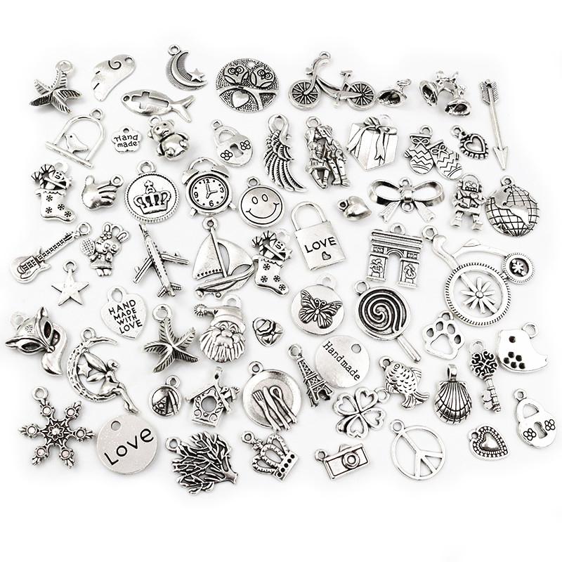30pcs Mixed Styles Animal Heart Leaf Flower Crown Charms Pendants DIY Jewelry Findings for Necklace Bracelet Making Accessories