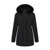 Womens Winter Long Parka Fleece Lined Cotton Coat With Faux Fur Hood Plus Size Warm Outerwear