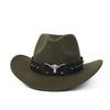 Western Cowboy Wool Felt Hat With Knot Embellishments For Autumn Winter Fashion