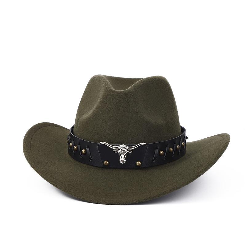 Western Cowboy Wool Felt Hat With Knot Embellishments For Autumn Winter Fashion