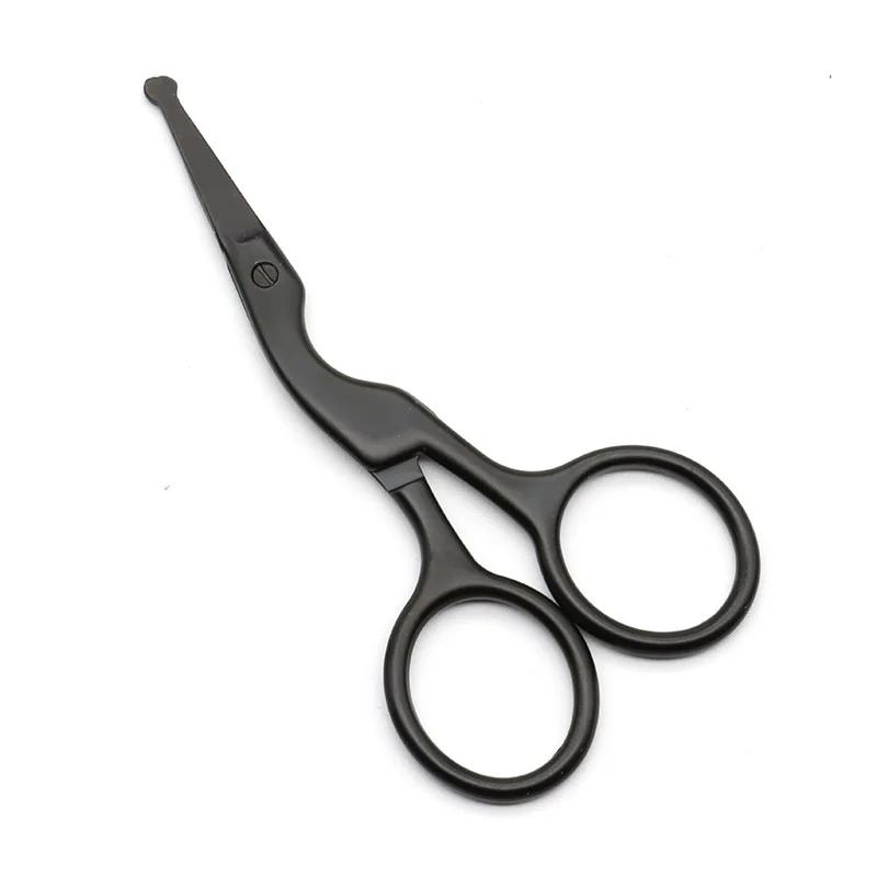 Round Head Stainless Steel Nose Hair Scissors Stork Type BeautyScissors For Eyebrows Nose Hair Beard Ear Hair Eyebrow Scissors