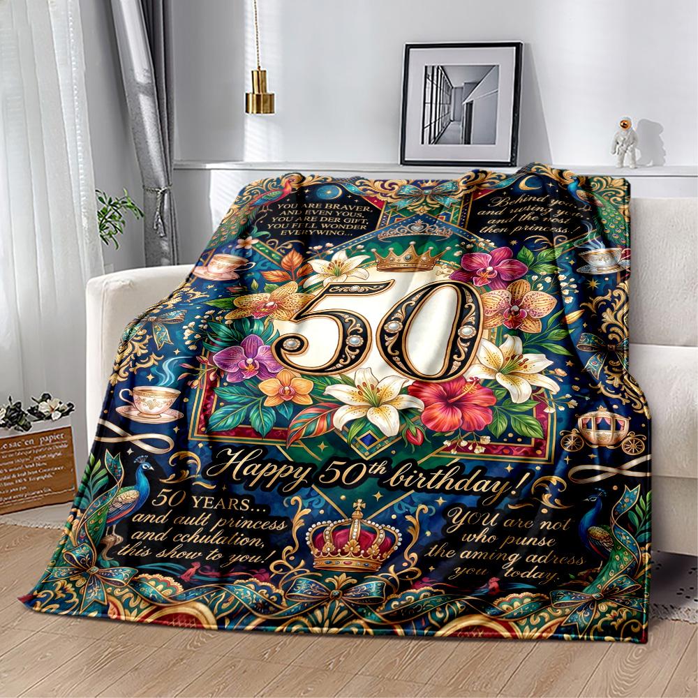 Vintage Milestone Birthday Blanket Soft Warm Cozy Perfect for Bedding Sofa Couch for All Seasons Modern Ideal Gift for Friends Family Couples Picnic