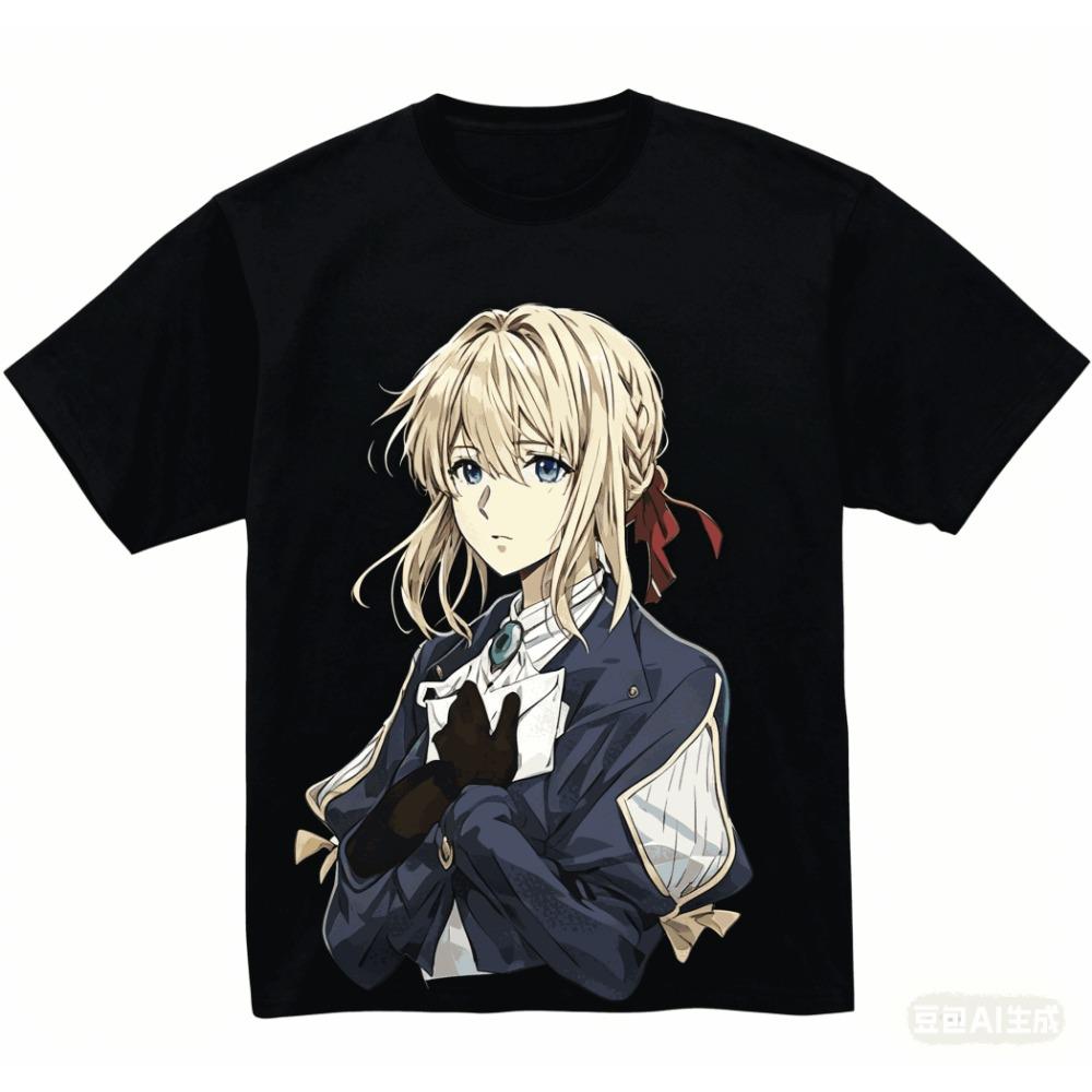 Violet Evergarden Cotton summer T-shirt  Model shirt personality Clothes Year round clothing Short Sleeves Classic