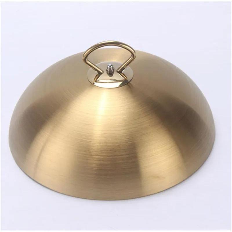 Stainless Steel Plate Cover Round Gold Steak Lid Western Style Food No Magnet Pan Lid Heightening Korean Barbecue BBQ Pot Cover
