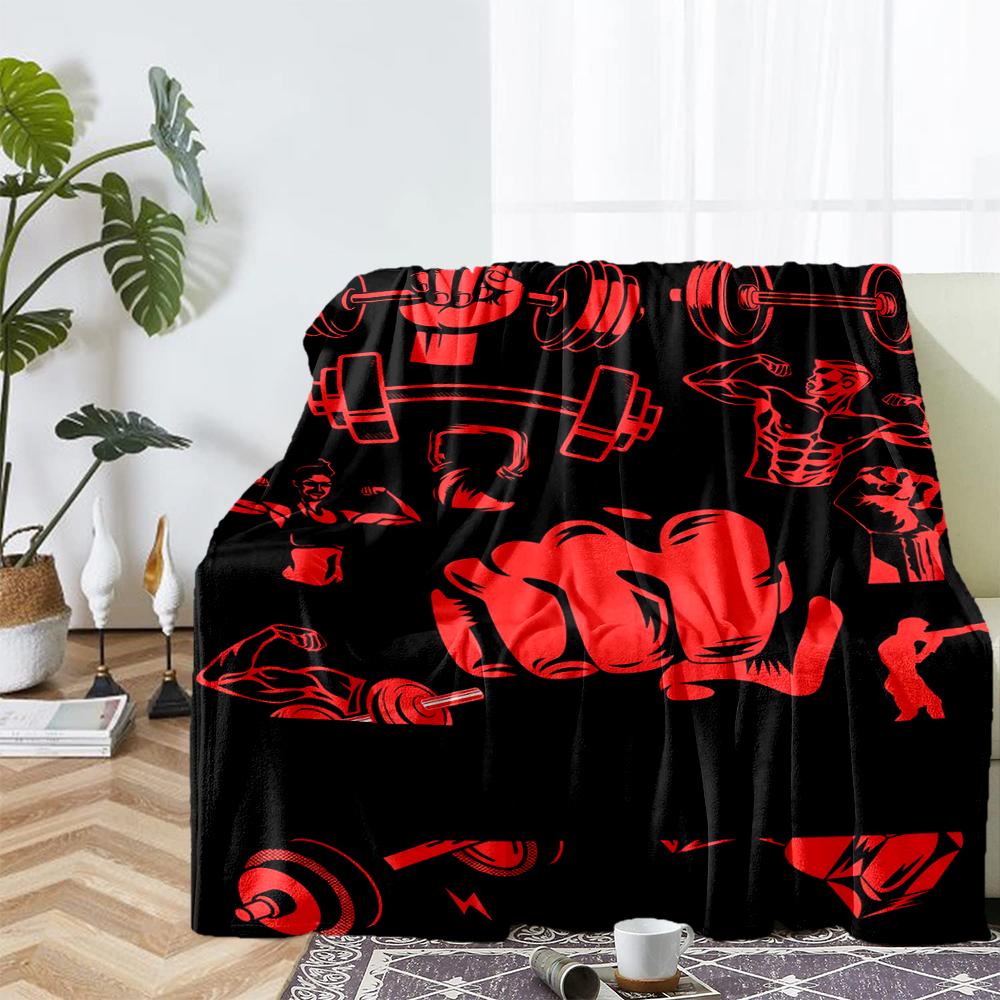 Boxing Theme Printed Blanket - Perfect for Couch, Bed, Travel & Outdoor Use | Machine Washable, Cozy & Durable.