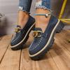 New autumn large size metal buckle casual British style women's shoes thick heel platform single shoes women