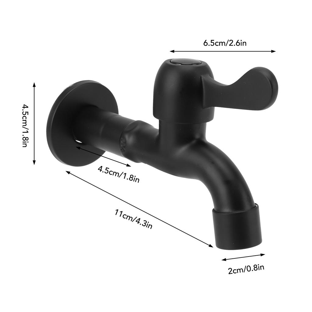 Water Faucet 304 Stainless Steel G1Celsius2 Caliber Wall Mounted Single Cold Water Tap Black