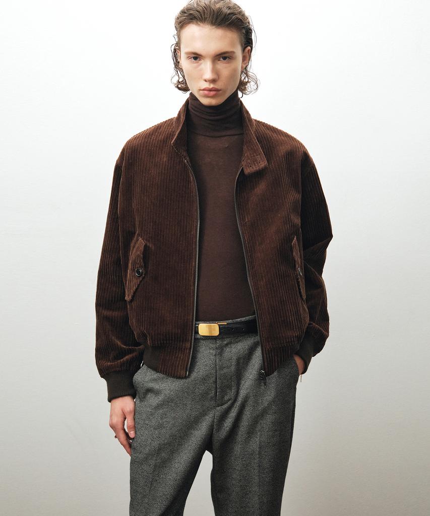 Noirer Multi-Whale Corduroy Harrington Jacket (Brown)
