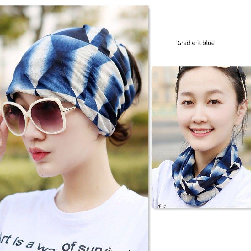 

Summer Sun Protection Ice Silk Small Scarf Women s Cervical Neck Scarf Scarf Toque Thin Warm All-Matching Gradient blue All yards