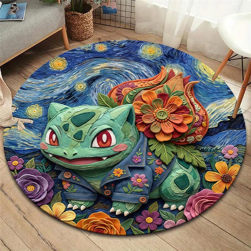 Cítili jste se roztomile Pokemon Kulatý koberec, Kobercový koberec do obývacího pokoje, ložnice, k pohovce, herny, Dekorace, Protiskluzová podložka