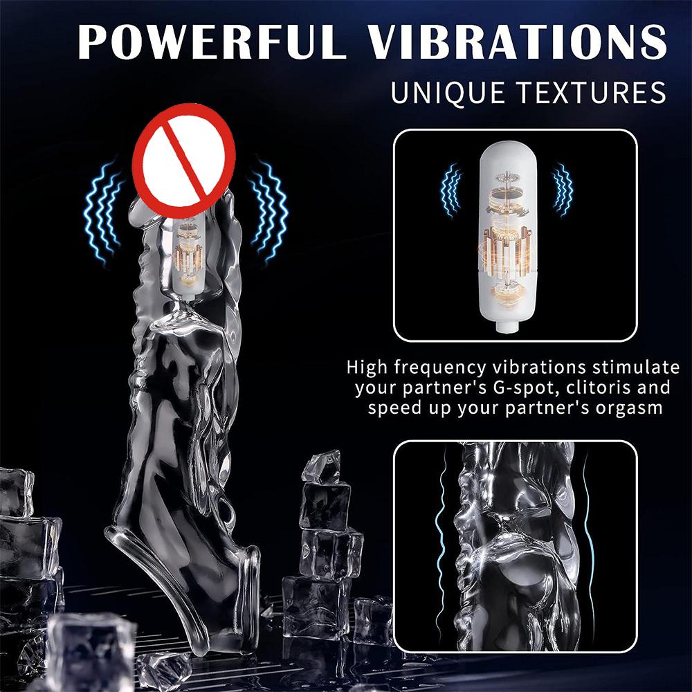 Penis Extension Sleeve Vibrator Extender Reusable Condoms Delay Ejaculation Dick Sleeve G Spot Stimulation Adult Sex Toys