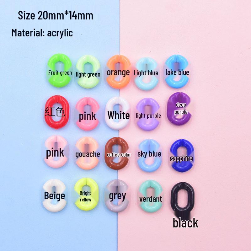 Colored U-Shaped Acrylic Buckle Chain - 20mm*14mm, Detachable for Bags, Pants, DIY Jewelry