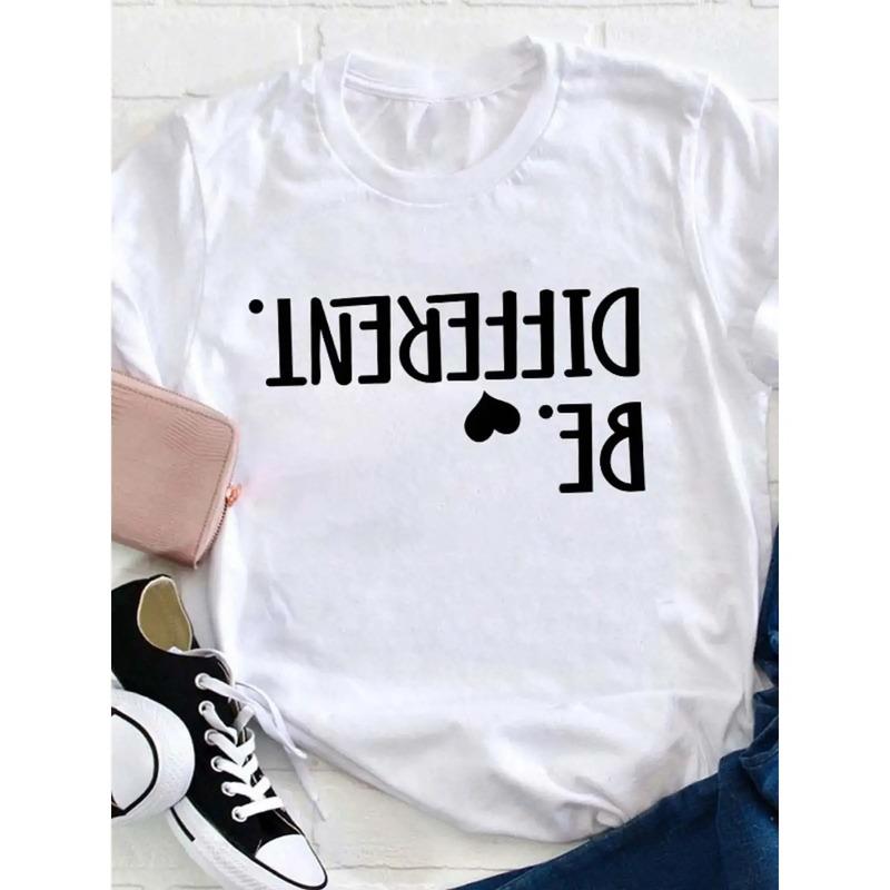 Camiseta Con Estampado Be Different Para Mujer, Suave E Info S разноцветный