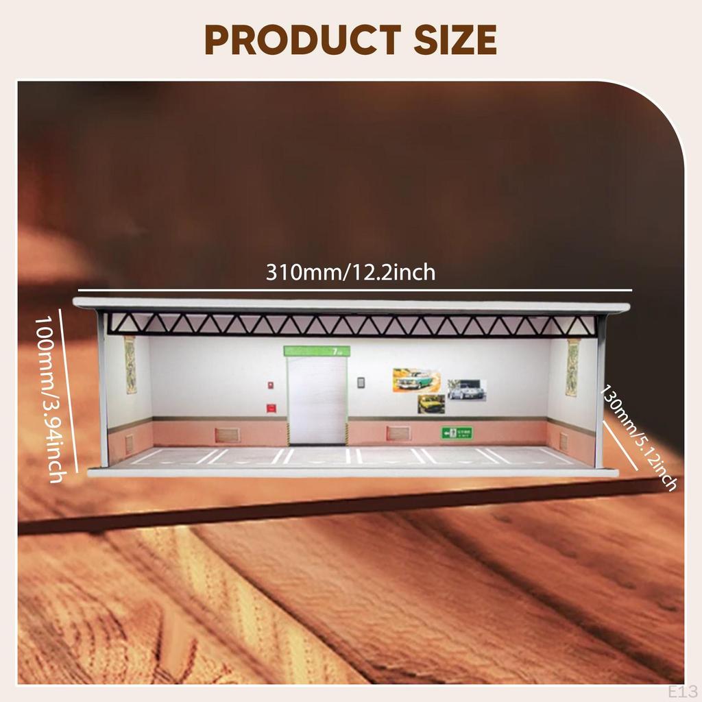 1/64 Model Car Display Case Garage Diorama Ornament Micro Landscape Decor Miniature Scenario