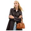 Coach Originals Twin Turnlock 20 Vintage Style Cow Leather Shoulder Bag Small Women's Toffee