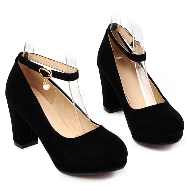 Flock Dámské lodičky na vysokém podpatku Boty 2025 Módní pásek Černé Červené na podpatku Párty Svatební Kancelářské boty Dámská platforma