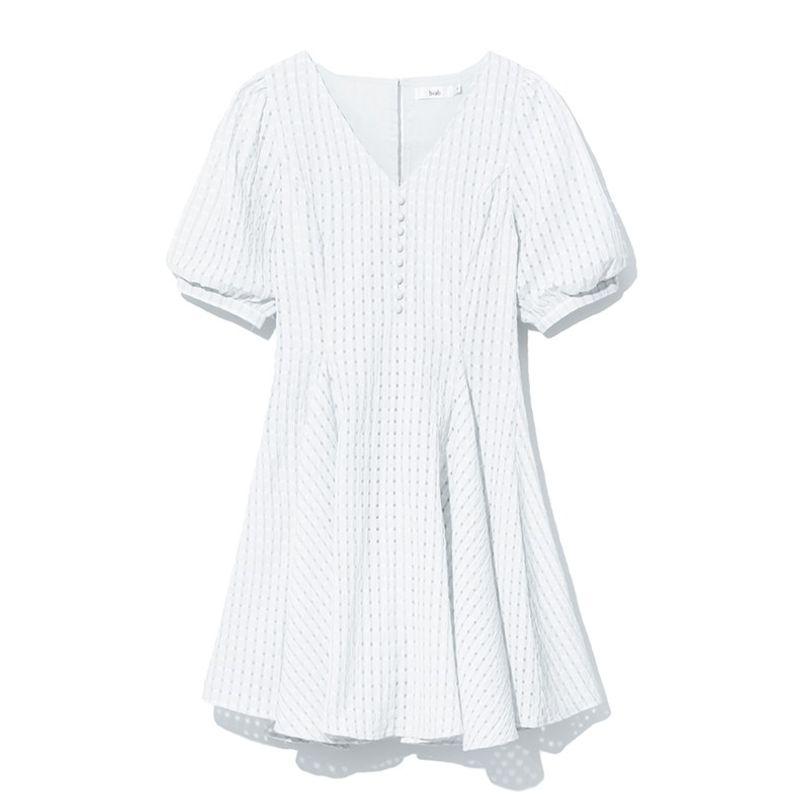 

B + AB New Cute Slim-Fit Plaid Slightly Transparent Dress White support seven days return M