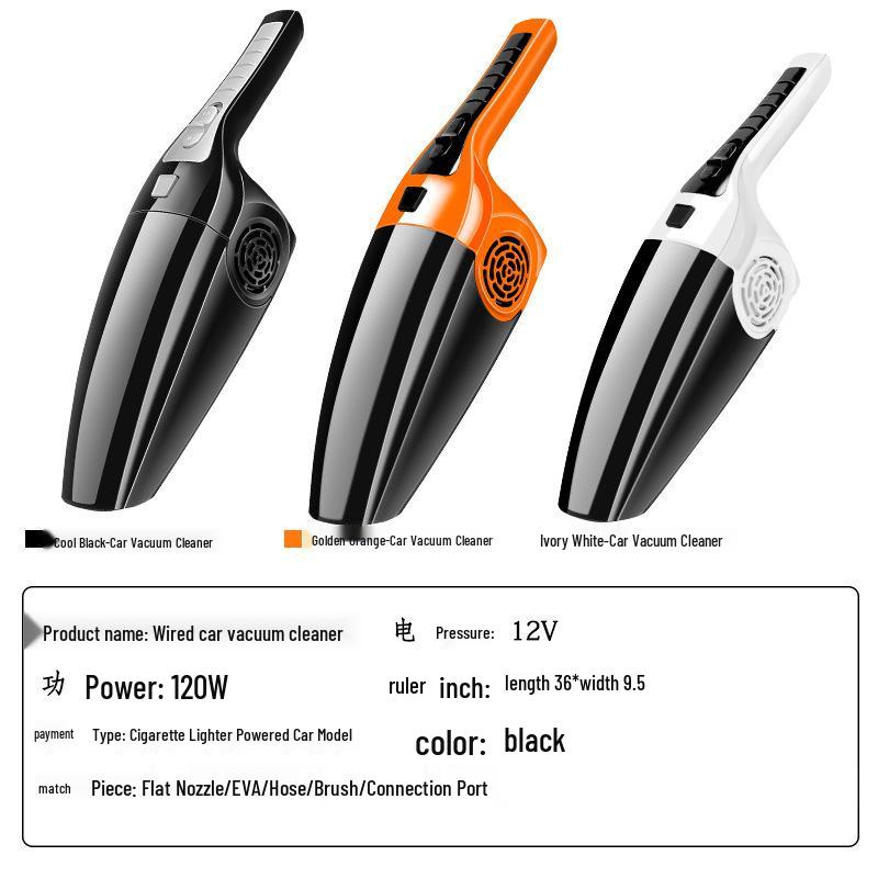 120W High-Power Car Vacuum Cleaner - Wet & Dry Use with Strong Suction and HEPA Filter