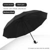 Good-Super Large Foldable Umbrella Black Sun Protection Reinforced 12 Bone Sturdy For Three Men And Women Manually Open