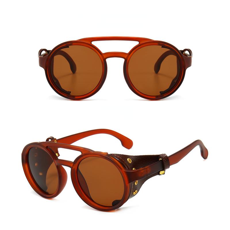 Lunettes de vision nocturne steampunk Hommes Punk Lunettes de soleil rondes Design de marque Rétro Pare-brise double pont Nuances de conduite Lunettes