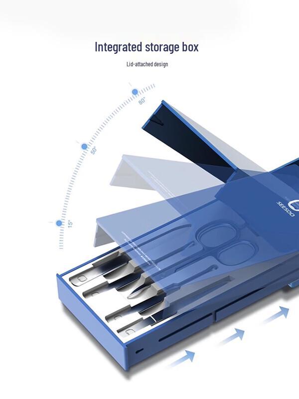 SEESOO 7-Piece Nail Clipper Set with Pull-Out Case