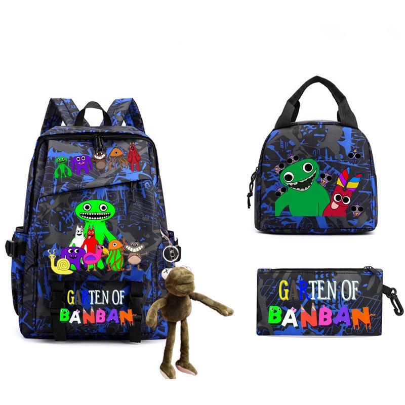 

Game student schoolbag single shoulder pencil bag three-piece set double shoulder back as the picture