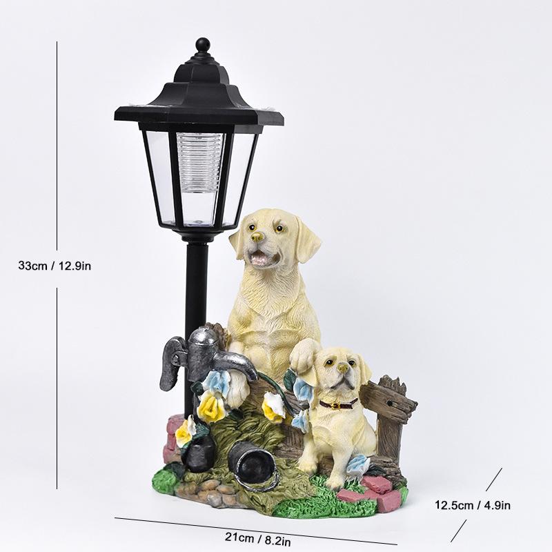 Garten Solar Leuchtlicht Welpen Ornamente Gartendekoration Skulptur Harz Handwerk Geschenk