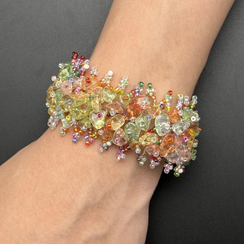 Handmade Bohemian Ethnic Style Beaded Bracelet With Natural Stone Chips Hollow Seed Beads Women Men
