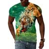 Letní móda Trička s grafikou Tiger Muži Neformální Potisk Trend Trička s krátkým rukávem Hip Hop Harajuku Streetwear se zvířecím vzorem