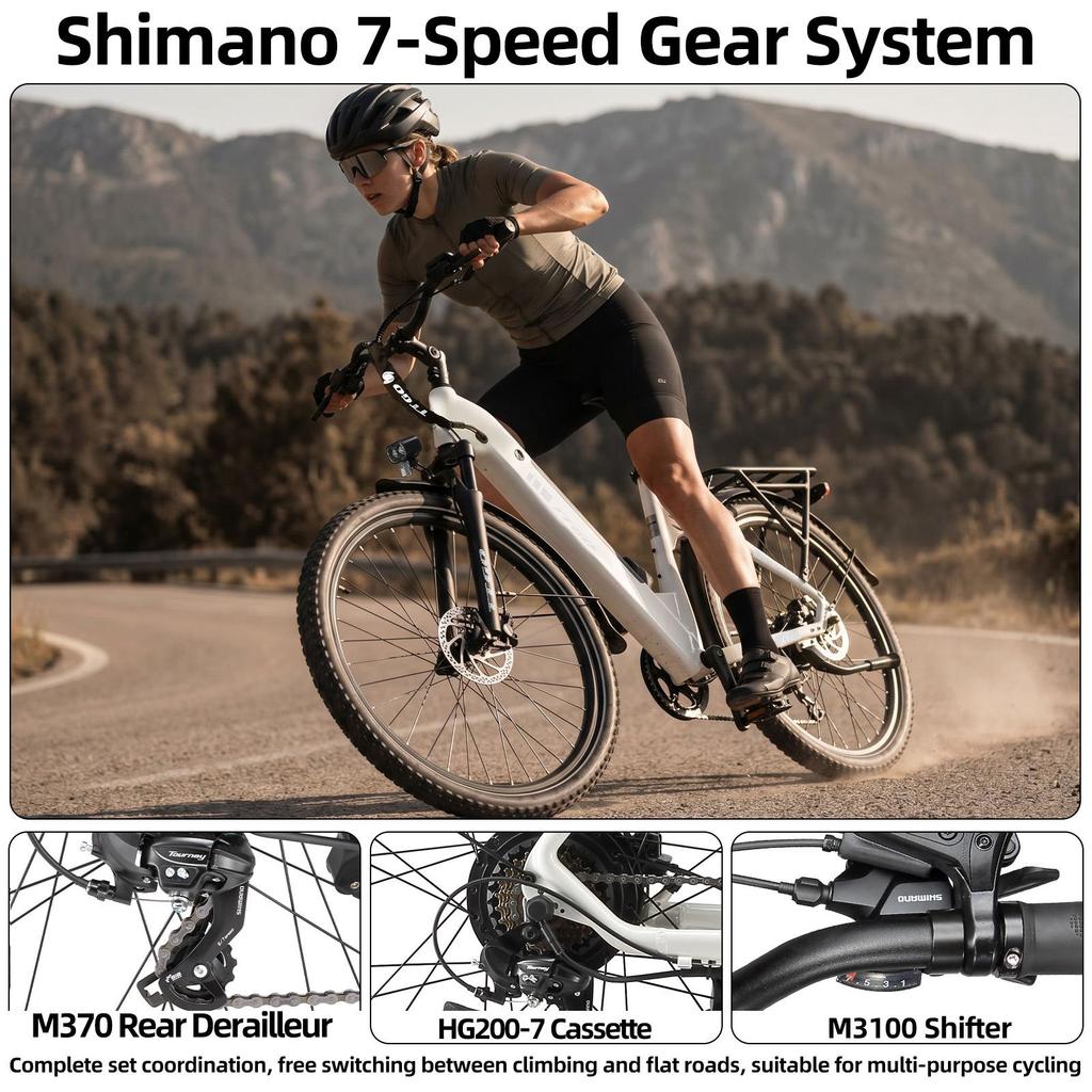 TTGO C5 - 250W Motor - 48V 13.5Ah Lithium Battery – Range Up To 90 Km – Hydraulic Disc Brakes – 27.5×2.4 Inch Tires – Shimano 7 Speeds