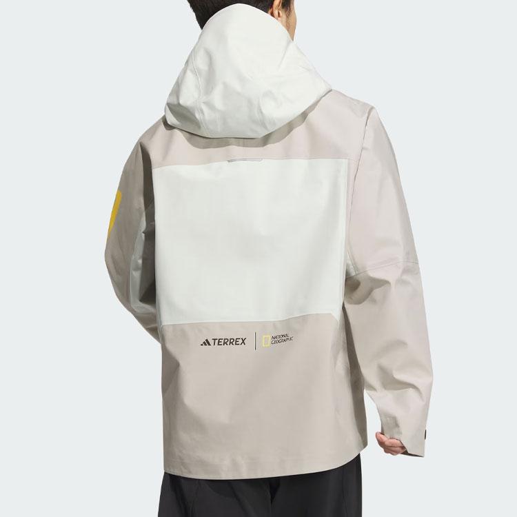 Adidas X National Geographic Color Block Double Layer Waterproof Outdoor Jacket Men Jacket Light-Brown IS9522