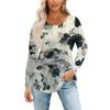 Damenmode Lässig Plissiert Rundhals Vintage Blumendruck Langarm T-Shirt Top