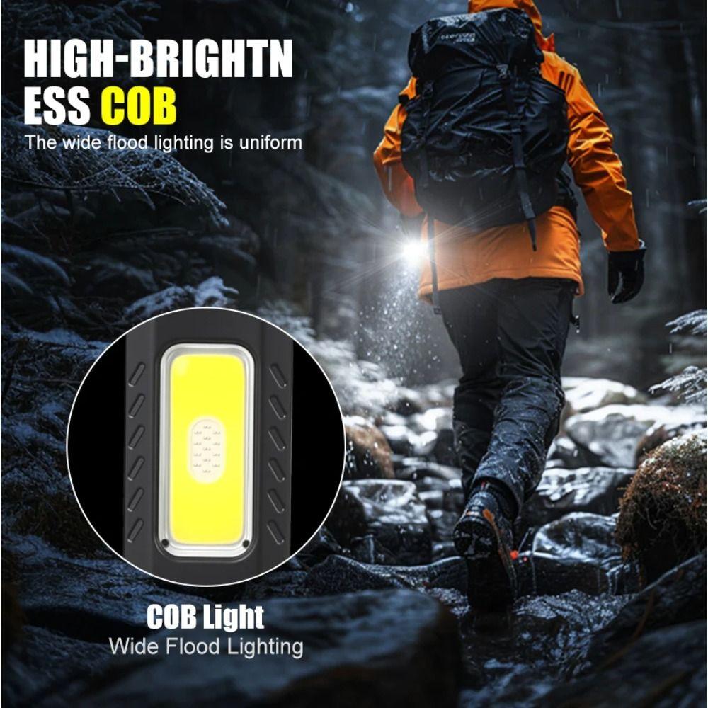 Rechargeable LED Keychain Flashlight with Magnet Back Clip Design Security Flashing Work Light Ultra-thin Multifunctional