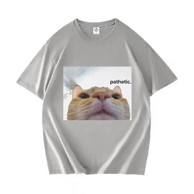 Funny Patetic Cat Meme Grafiske T-skjorter Unisex kvinner Mote Uformelt kortermet T-skjorte Sommer O-hals 100 % bomull Oversized T-skjorter