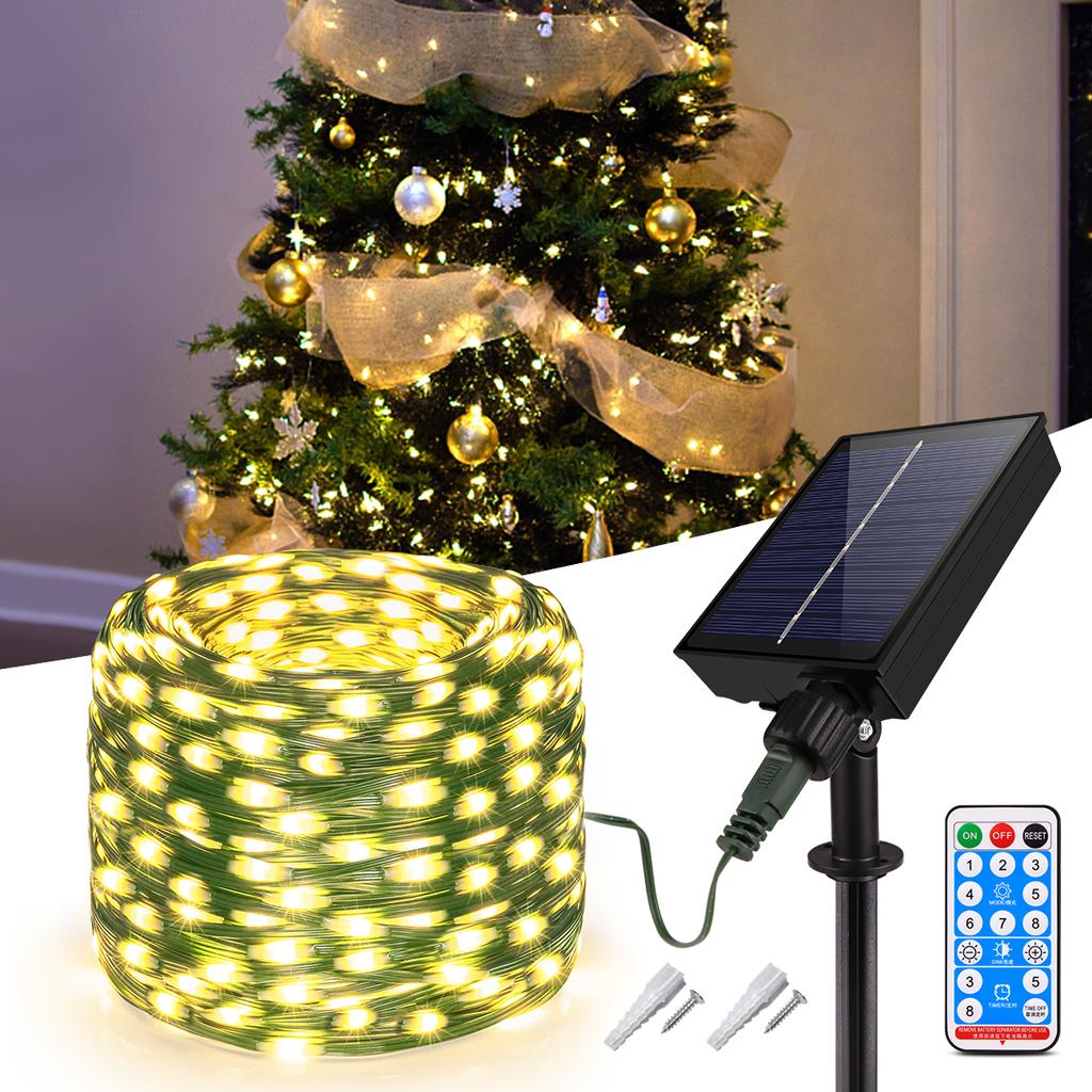10M-100M Large Solar Panel LED String Light Outdoor Fast Charge Fairy Lights 8 Modes Waterproof Christmas Wedding Party Garden Decor